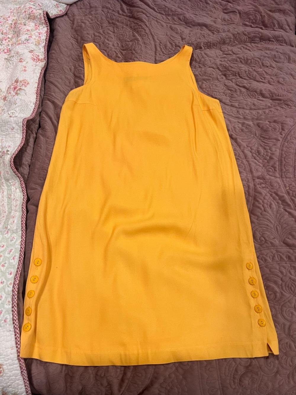Ellesse Bright Yellow Sleeveless Midi Dress with Side Button Tabs